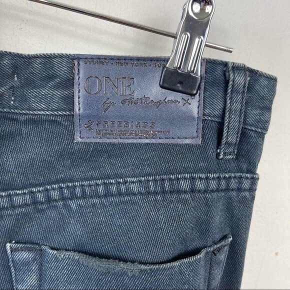 One Teaspoon Trashed Freebirds Jeans Fox Black Ripped Low Rise Distressed Y2K 24 - Picture 10 of 16